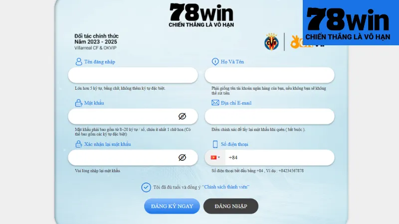 Đăng Ký 78win - Bí Quyết Đăng Ký Tài Khoản Không Gặp Rắc Rối 2 Quy trình đăng ký 78win